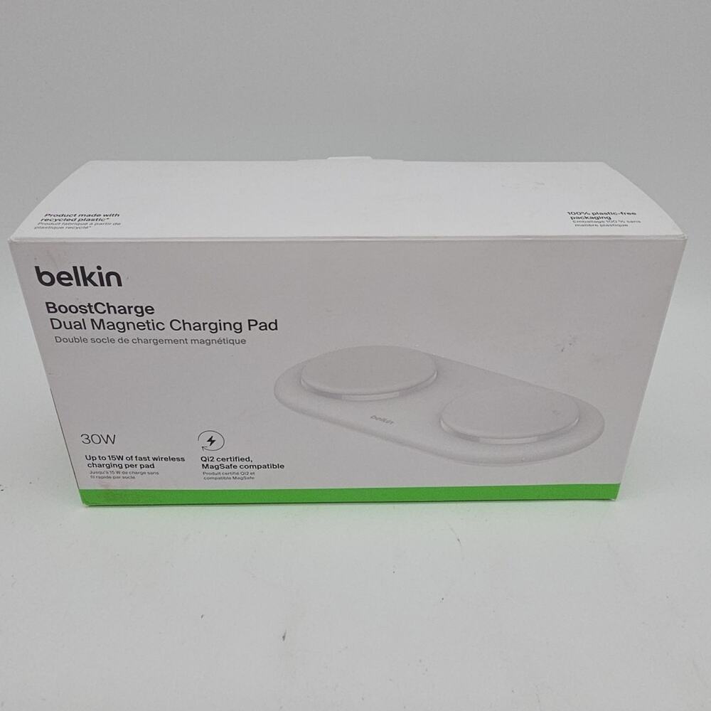 Belkin 15W Dual Qi2 Wireless Magnetic Charging Pad MagSafe iPhone Aripods